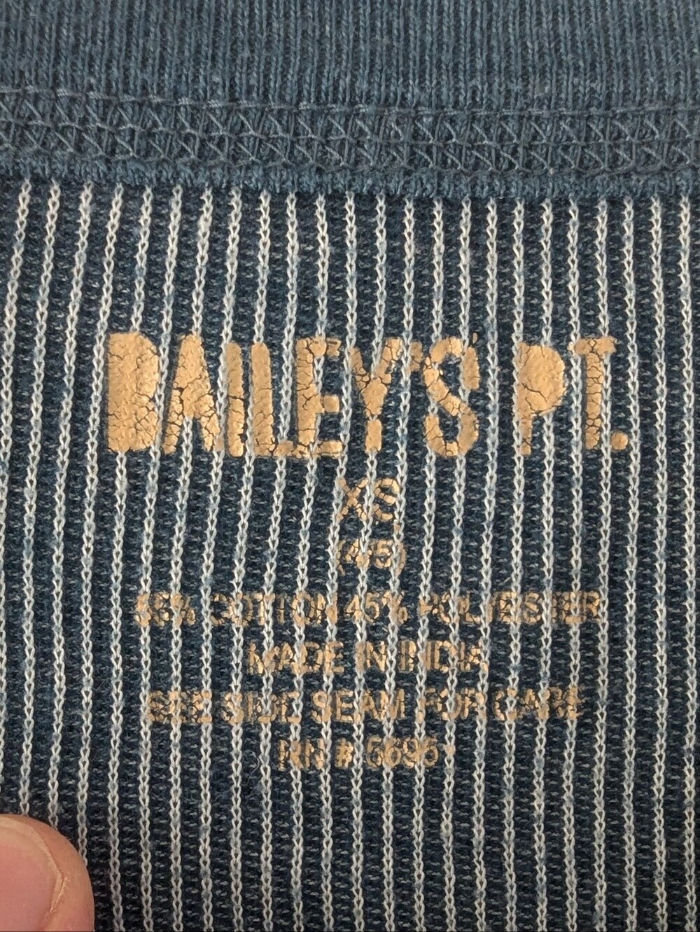 Blue Ribbed Long Sleeve Top - Picture 3 of 5